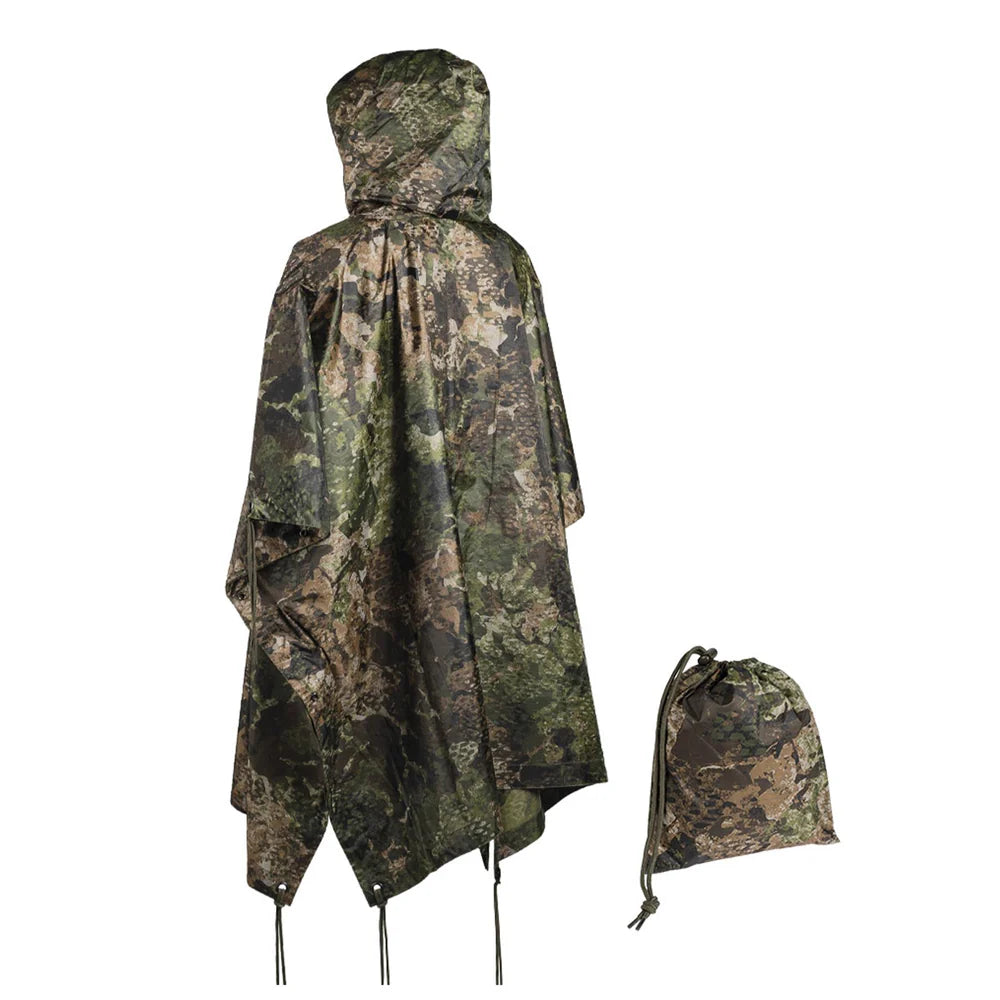 MIL-TEC Camouflage Poncho - PVC-Coated  Waterproof  Lightweight  and Multi-Functional