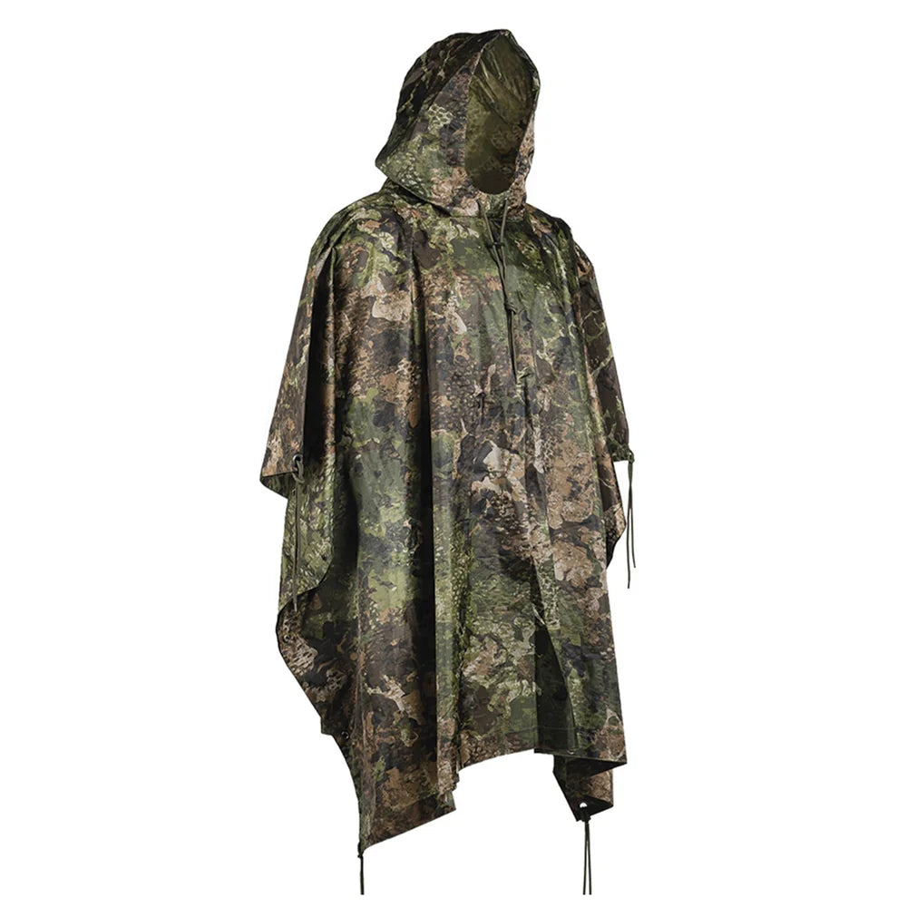 MIL-TEC Camouflage Poncho - PVC-Coated  Waterproof  Lightweight  and Multi-Functional